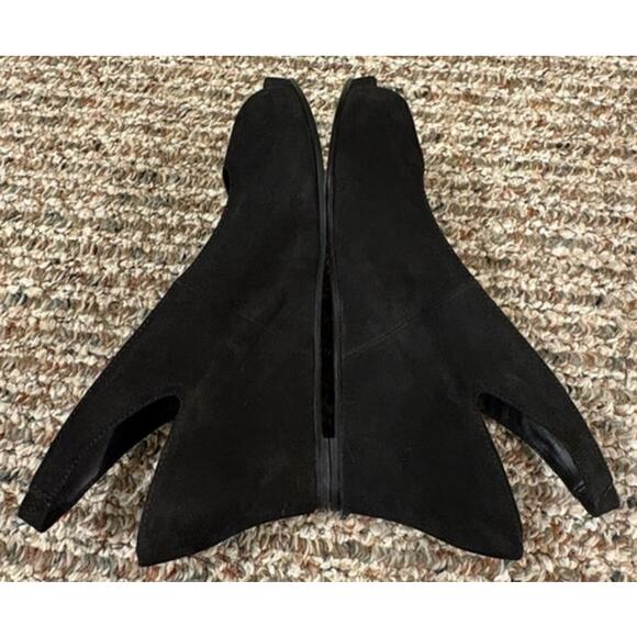 Eileen Fisher Women Black Suede Leather Wedge Peep Toe Slingbak Crescent Shoes 9 - Picture 8 of 12